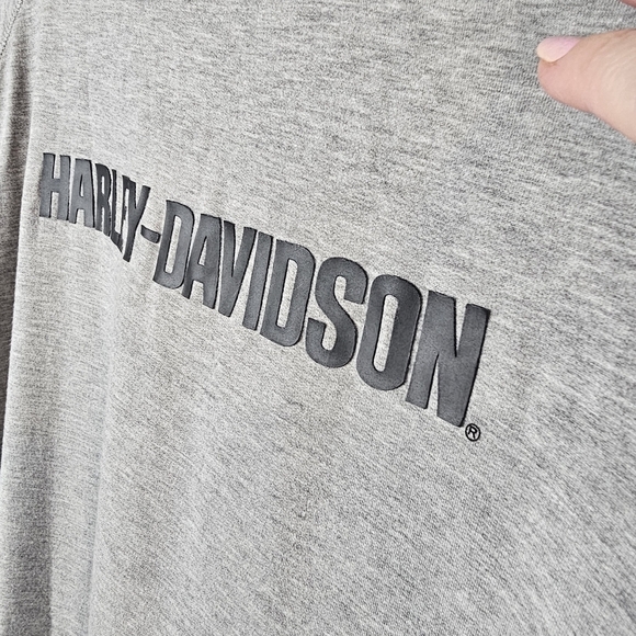 Harley Davidson Long Sleeve Tee Shirt Womens 2W Logo Spellout Biker SOFT Rayon - Picture 6 of 8